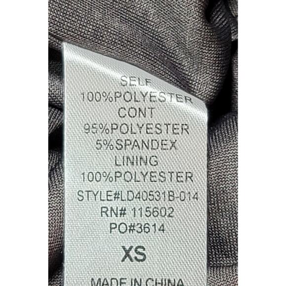 GB Peach Charcoal Pleated Bodice Capped Sleeves Dress XS New With Tags Soft - Picture 4 of 6